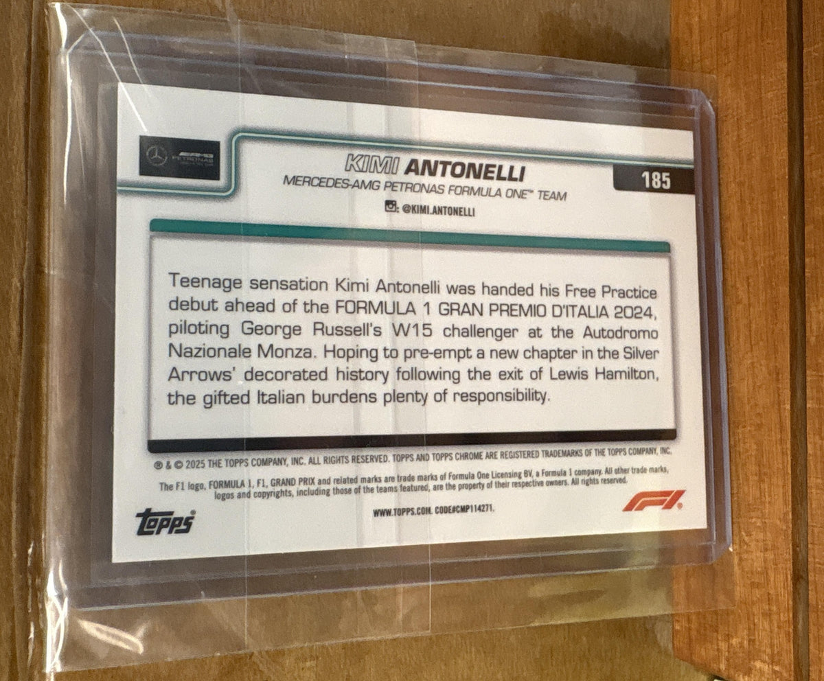 2025 Topps Chrome Formula 1 Kimi Antonelli #185 B&W Ray Wave Refractor RC
