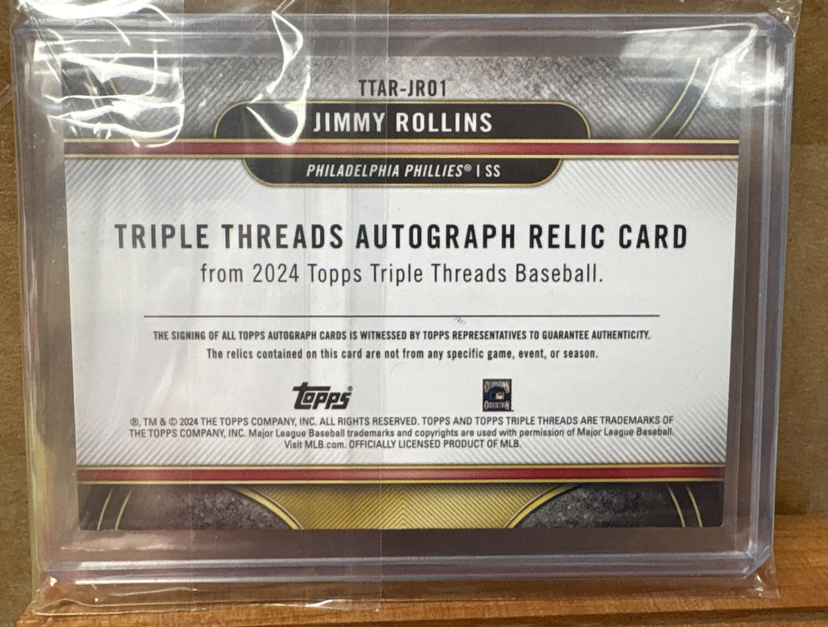 2024 Topps Triple Threads Jimmy Rollins #TTAR-JRO1 Auto Relics 1/36 Phillies