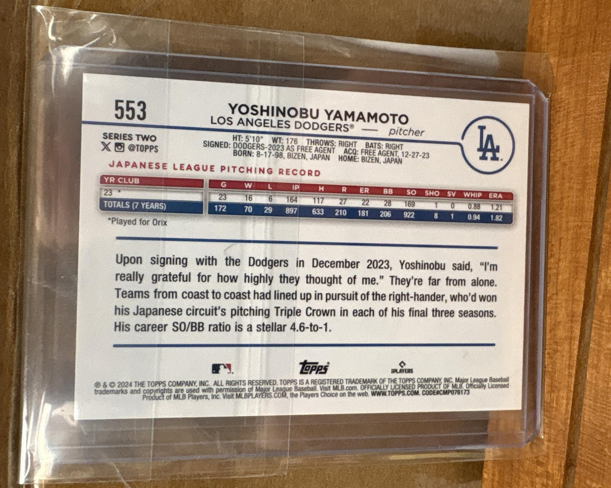 2024 Topps Yoshinobu Yamamoto #553 Aqua RC Dodgers