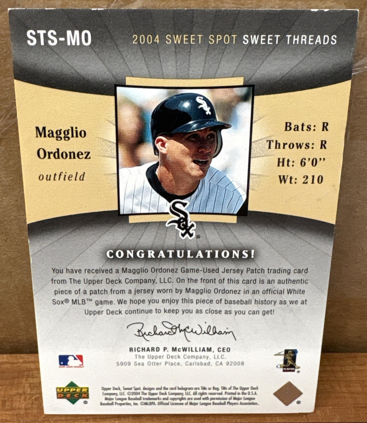 2004 Upper Deck Sweet Spot Magglio Ordonez #STS-MO Threads Patch 60/85 White Sox