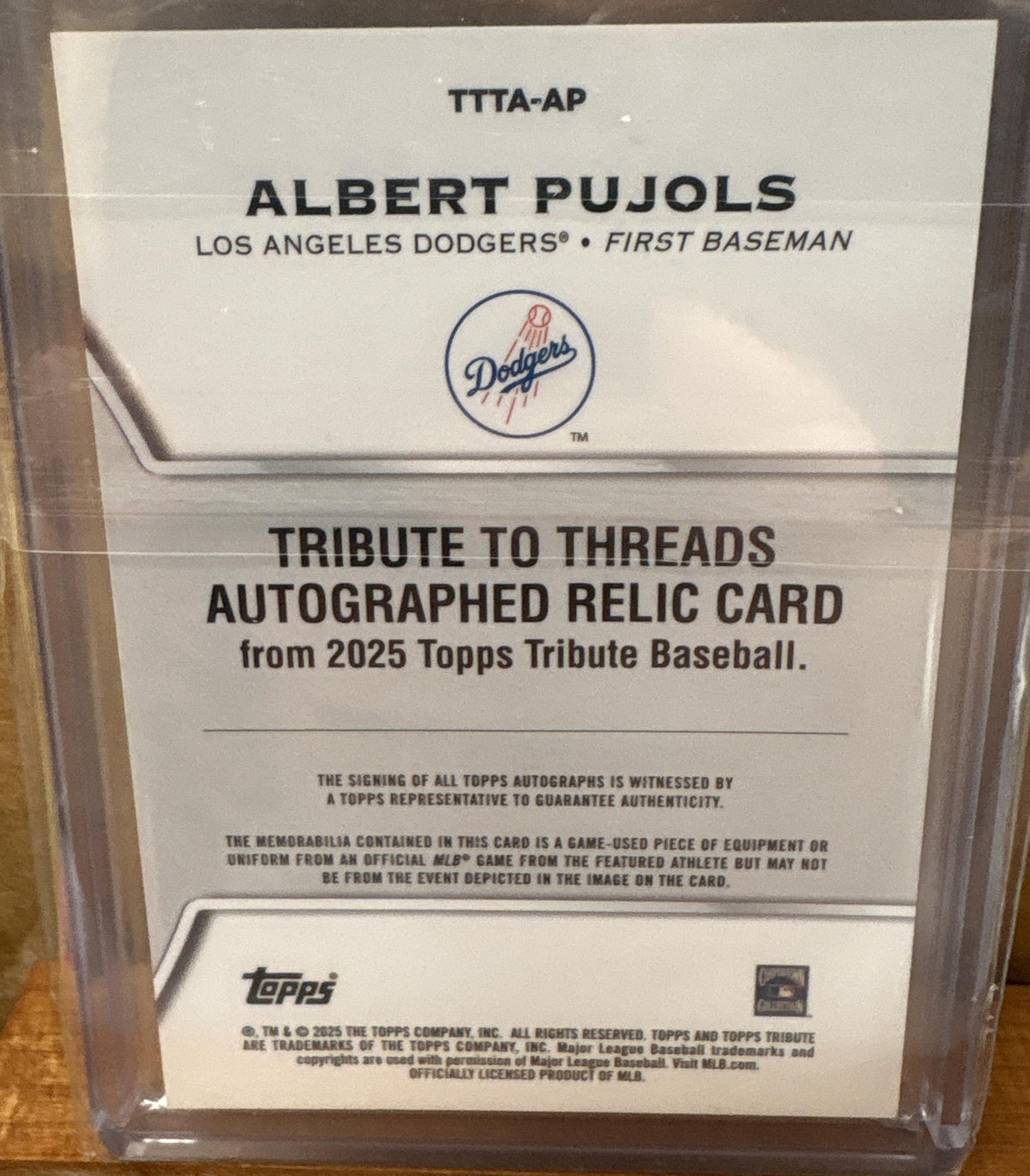 2025 Topps Tribute Albert Pujols #TTTA-AP To Threads Auto Relics Red /10