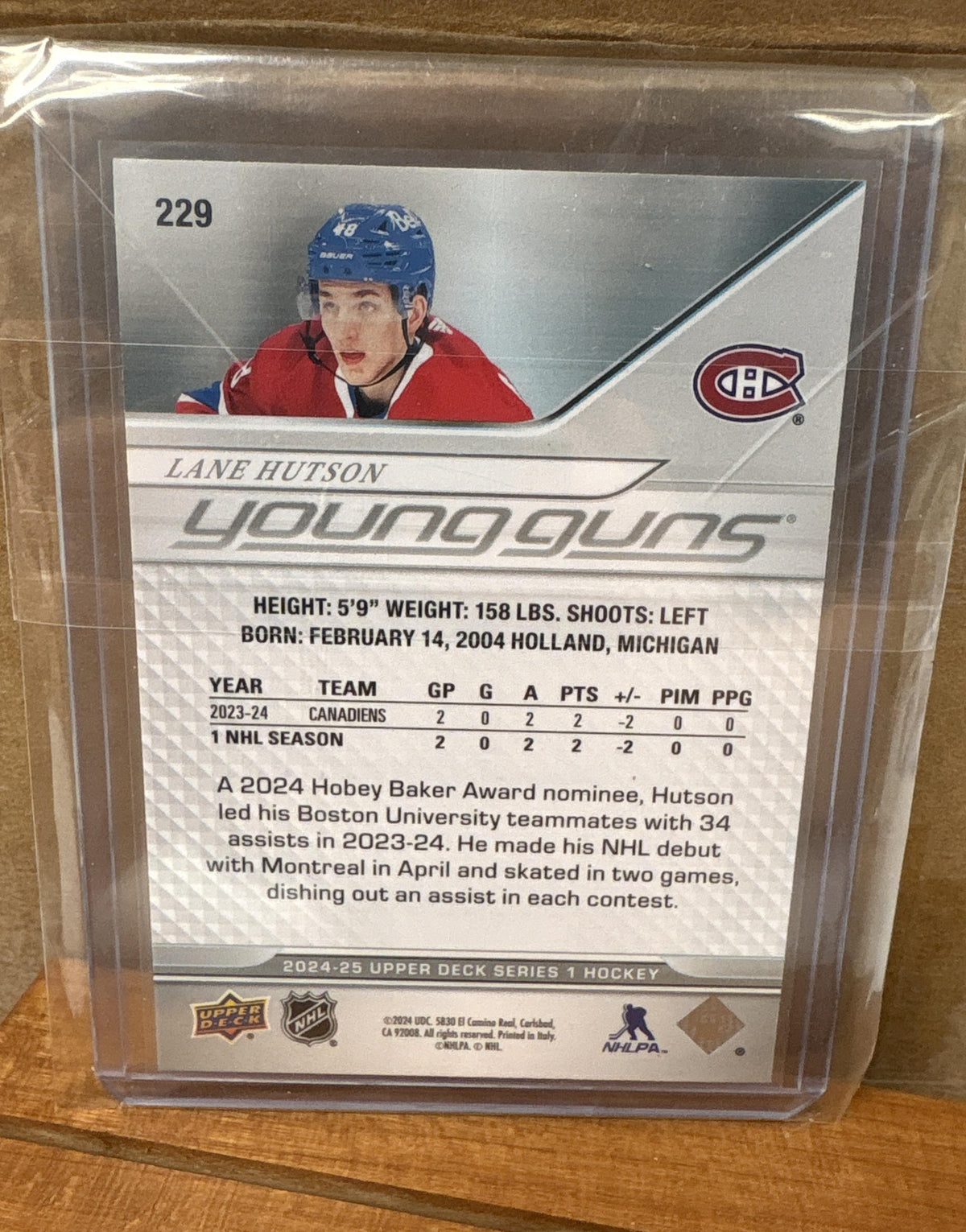 2024-25 Upper Deck Lane Hutson #229 Young Guns RC Canadiens