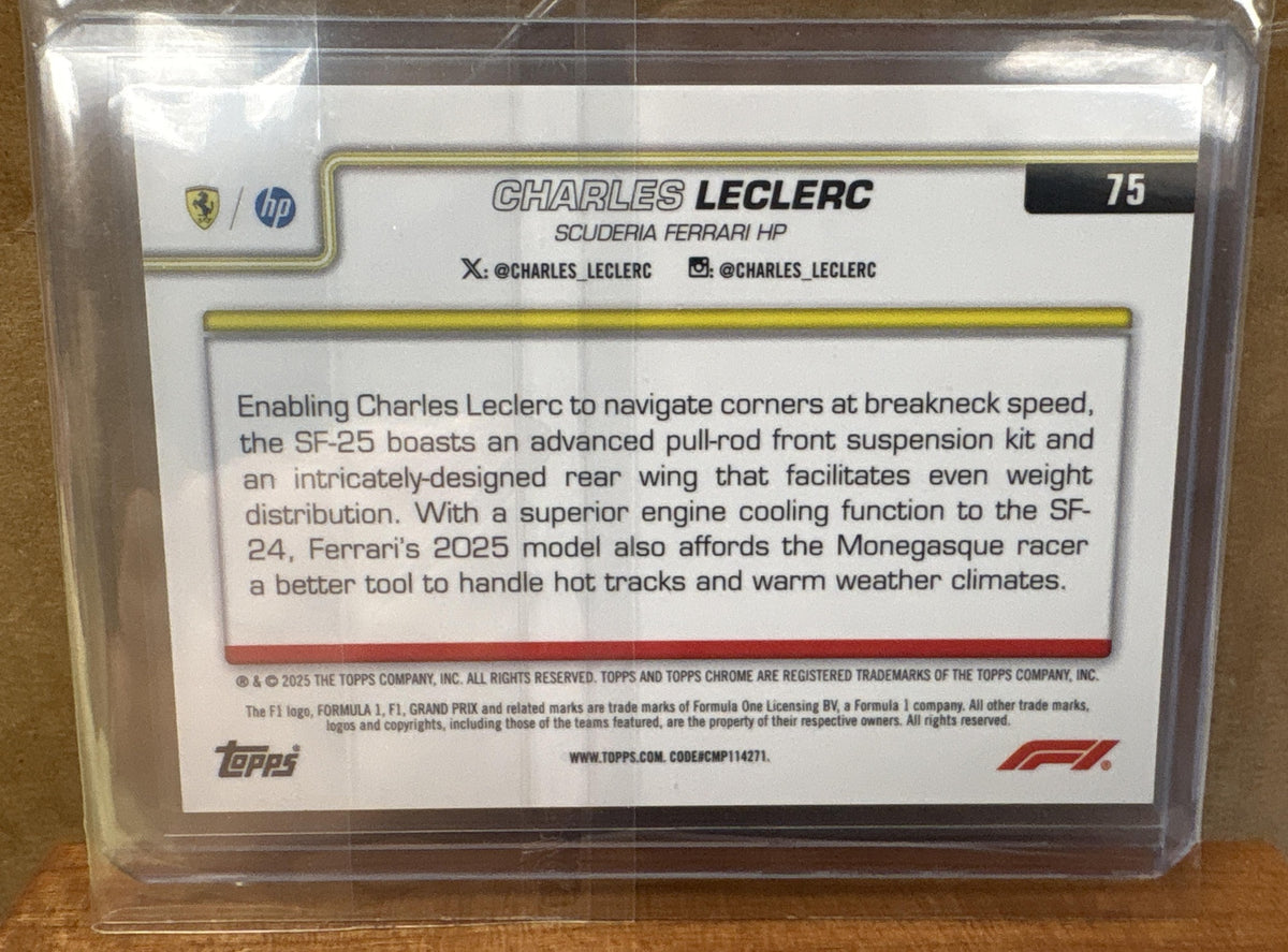 2025 Topps Chrome Formula 1 Charles Leclerc #75 Red RayWave Refractor 2/5 F1 Car