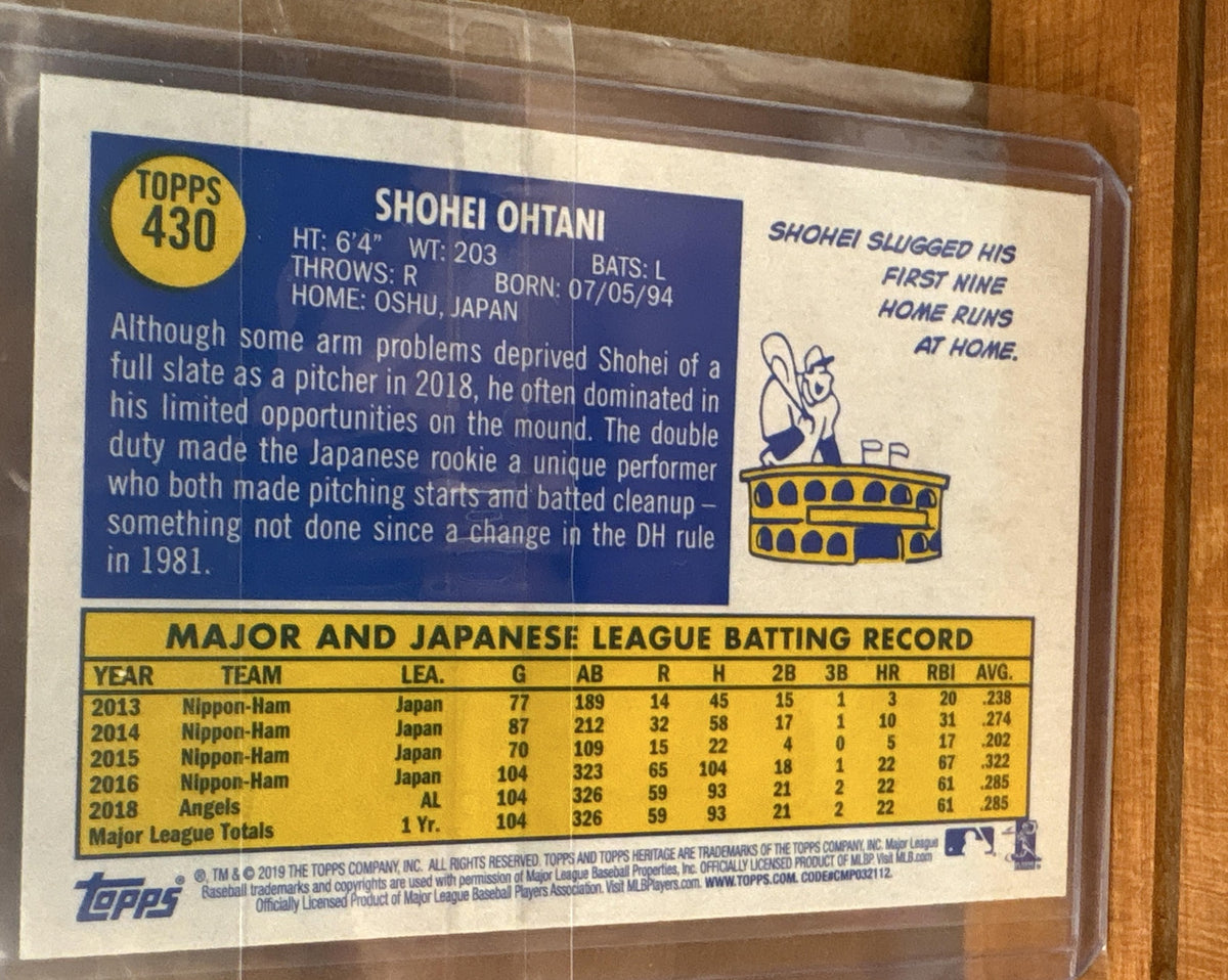2019 Topps Heritage Shohei Ohtani #430 Super Rookie SP All-Star Angels