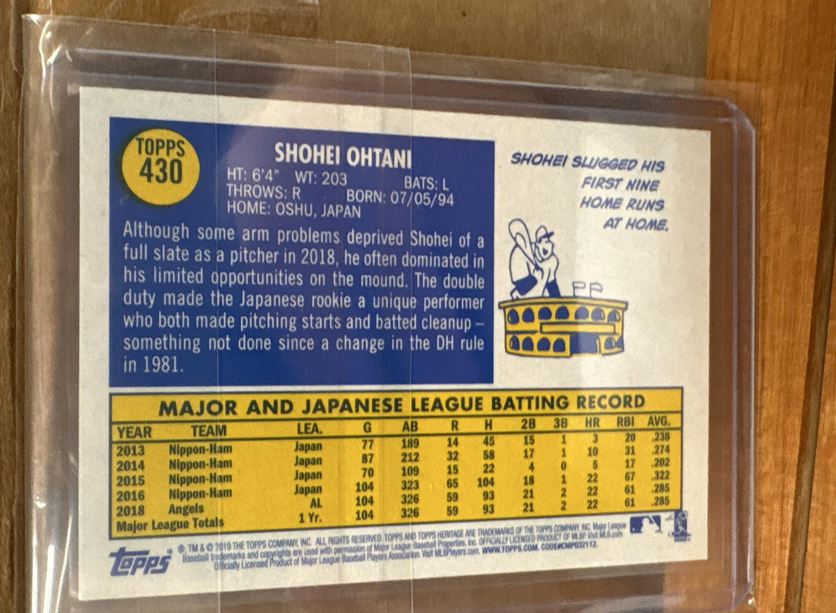2019 Topps Heritage Shohei Ohtani #430 Super Rookie SP All-Star Angels