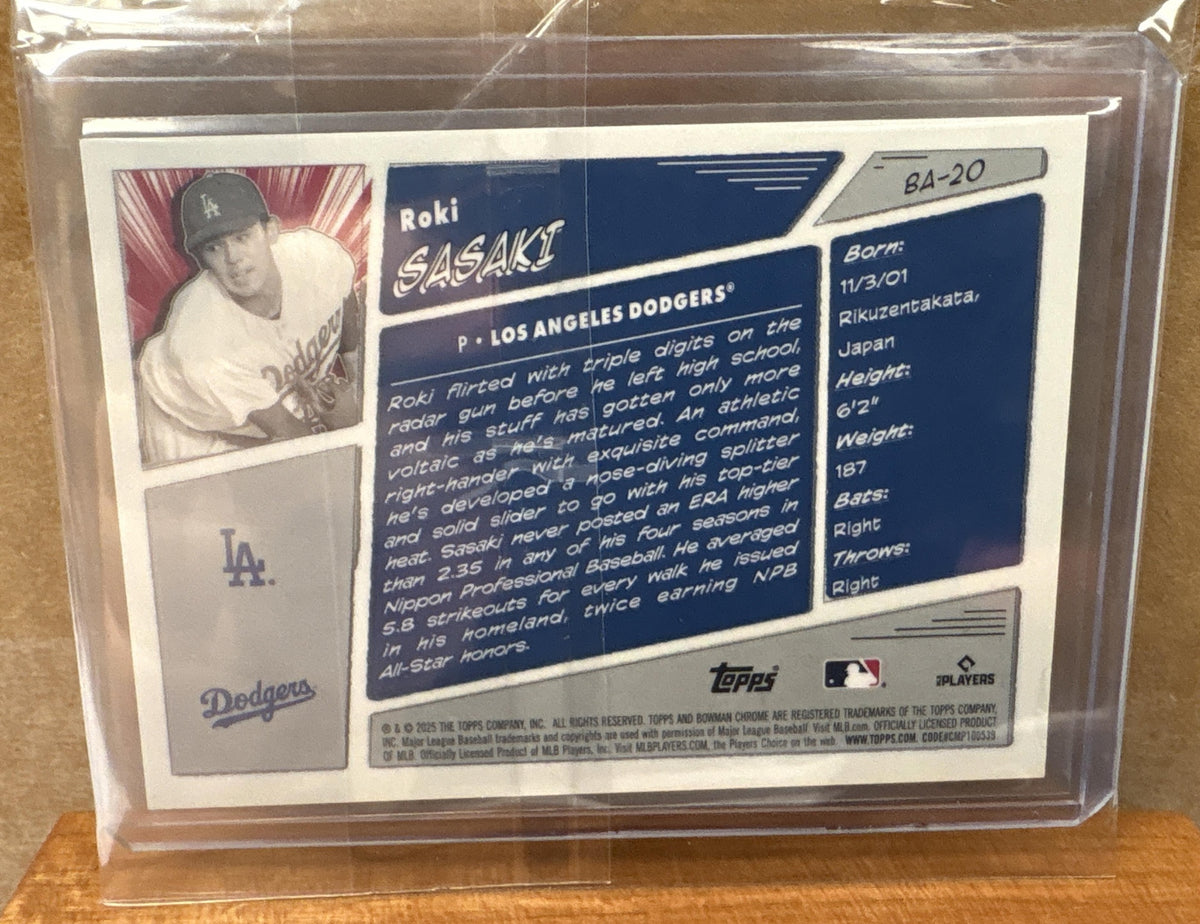 2025 Bowman Roki Sasaki #BA-20 Anime RC Dodgers