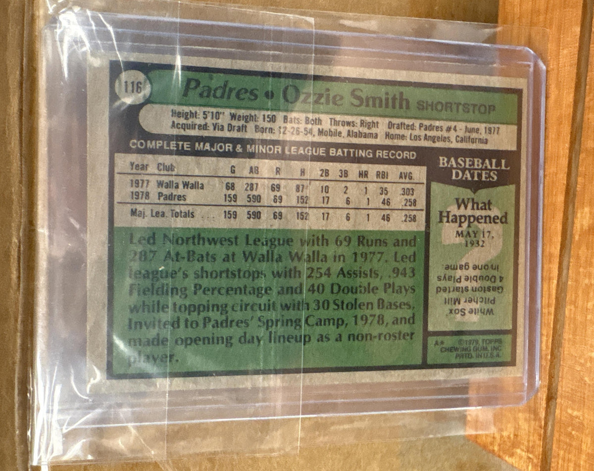 1979 Topps Ozzie Smith #116 RC Padres