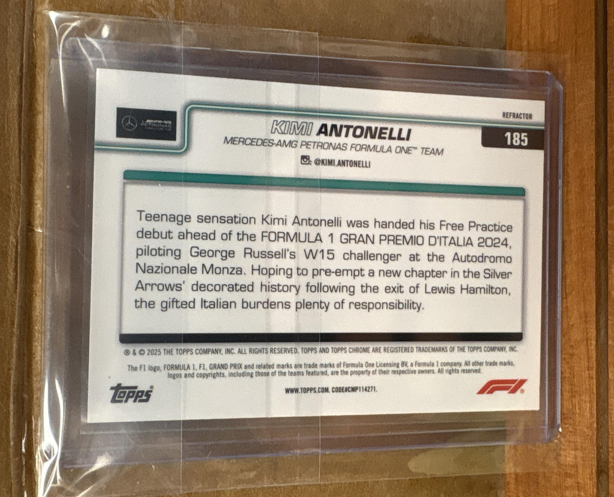 2025 Topps Chrome Formula 1 Kimi Antonelli #185 Refractor RC F1 On The Move
