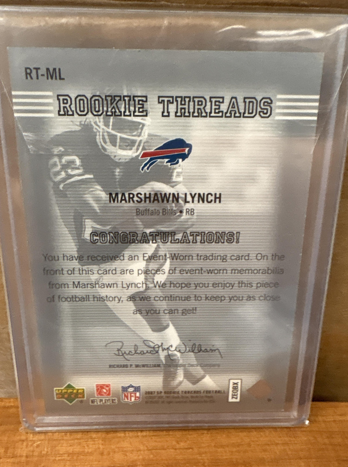 2007 SP Rookie Threads Marshawn Lynch #RT-ML Silver RC Bills