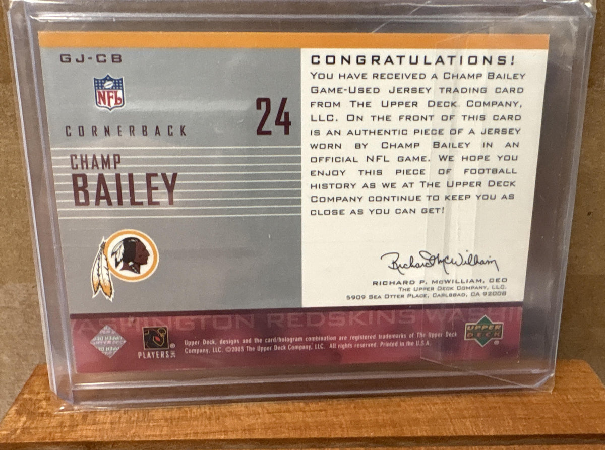 2003 Upper Deck Champ Bailey #GJ-CB UD Game Jerseys Redskins