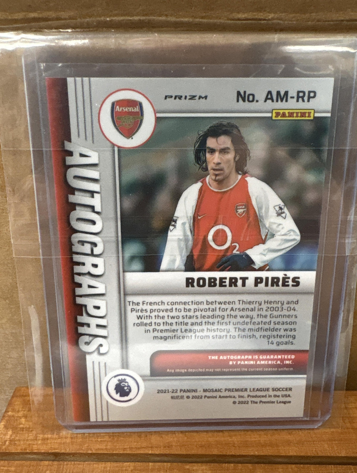 2021 Panini Mosaic Premier League Robert Pires #AM-RP Auto Mosaic Fusion Red