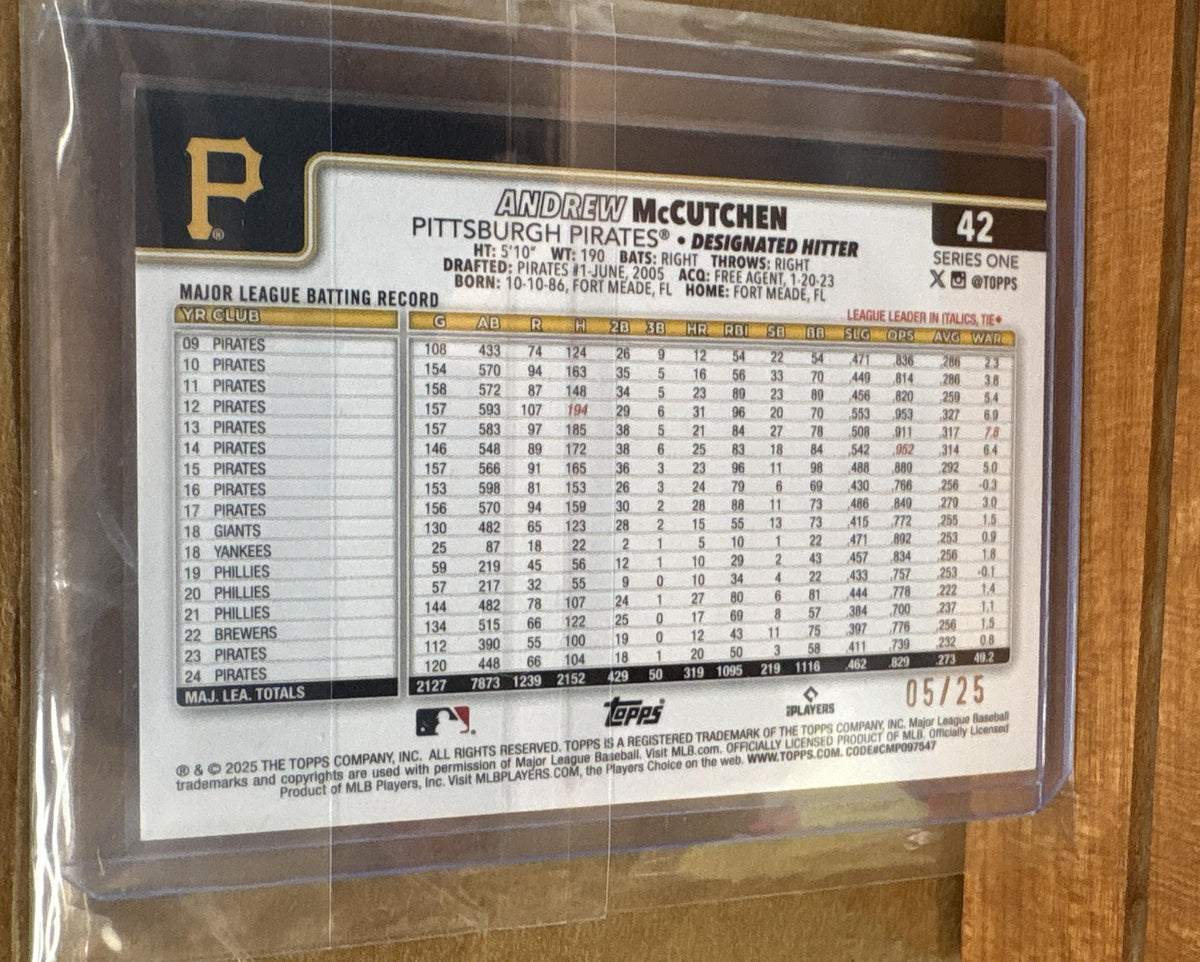 2025 Topps Andrew McCutchen #42 Orange Diamante 5/25 Pirates