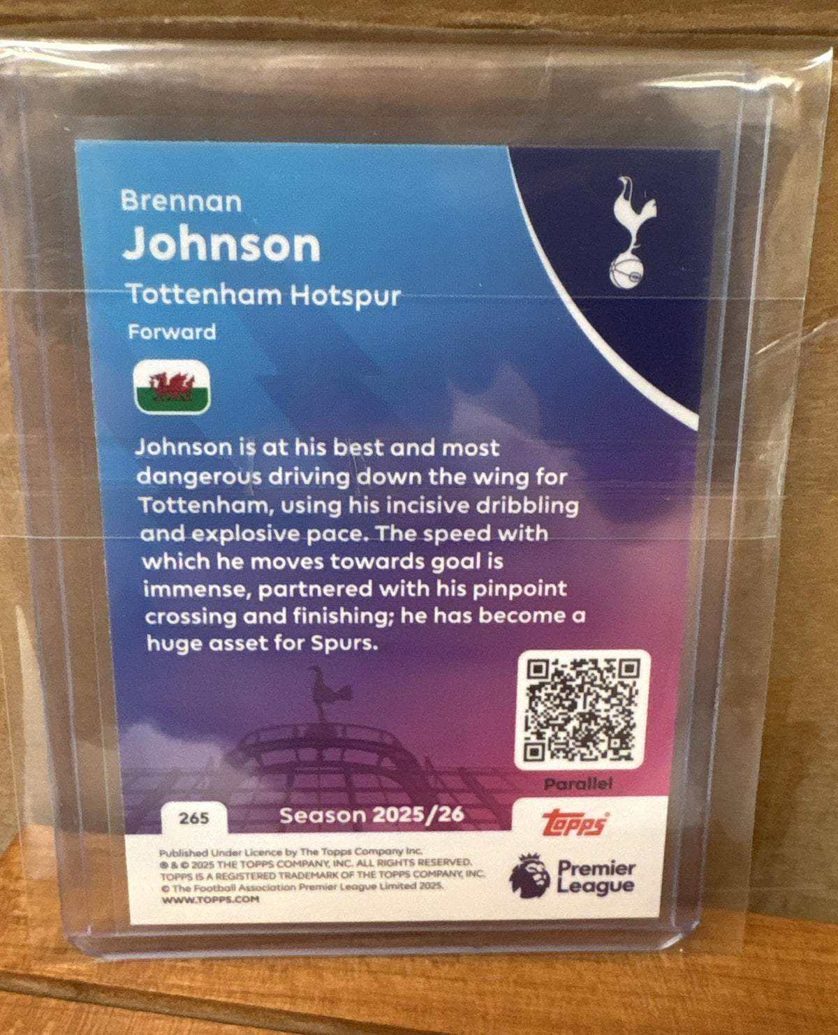 2025 Topps Premier League Brennan Johnson #265 Gold Rainbow Foil /50
