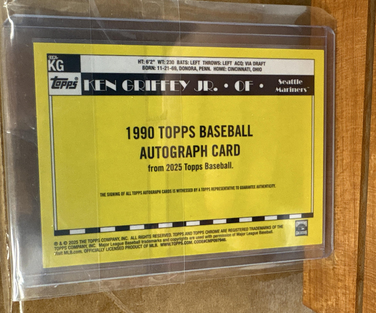 2025 Topps Ken Griffey Jr. #90CA-KG 1990 Chrome Auto Series 1 Orange /25