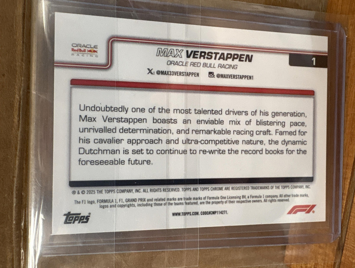 2025 Topps Chrome Formula 1 Max Verstappen #1 Gold RayWave Refractor /50
