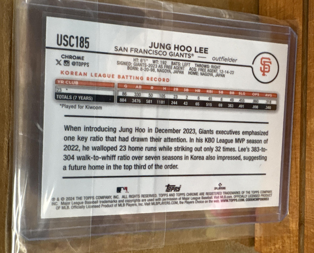 2024 Topps Chrome Update Jung HOO Lee #USC185 Image Variations RC Giants