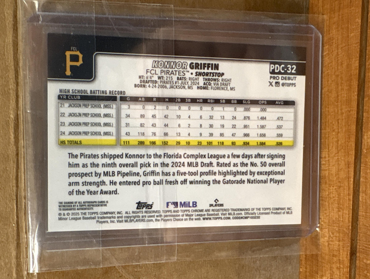 2025 Topps Pro Debut Konnor Griffin #PDC-32 Chrome Auto