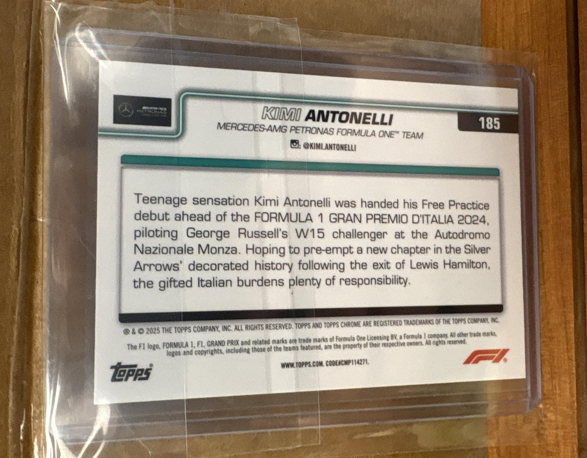 2025 Topps Chrome Formula 1 Kimi Antonelli #185 B&W Ray Wave Refractor RC