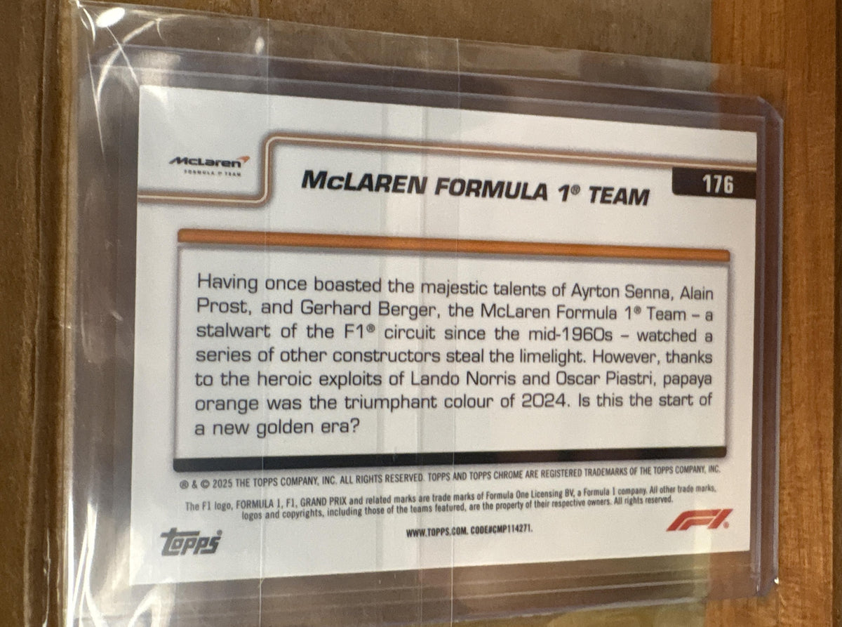 2025 Topps Chrome Formula 1 McLaren Team #176 Blue RayWave Refractor /150