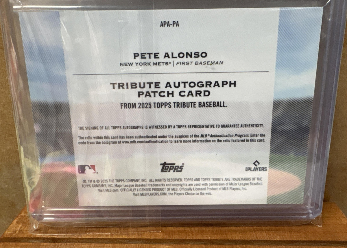 2025 Topps Tribute Pete Alonso #APA-PA Auto Patches Orange 11/25 Mets