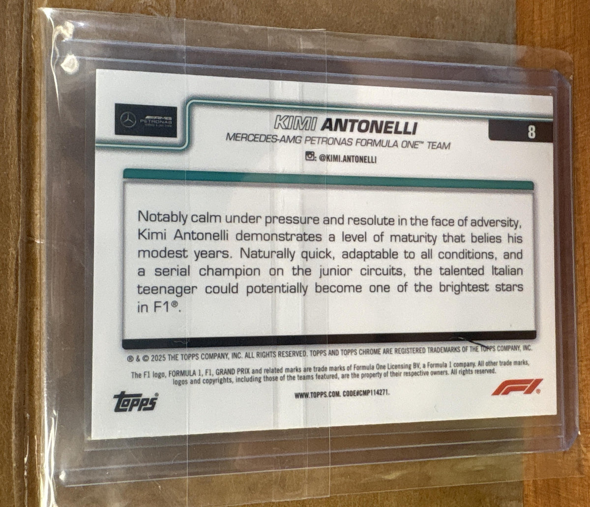 2025 Topps Chrome Formula 1 Kimi Antonelli #8 Portrait RC