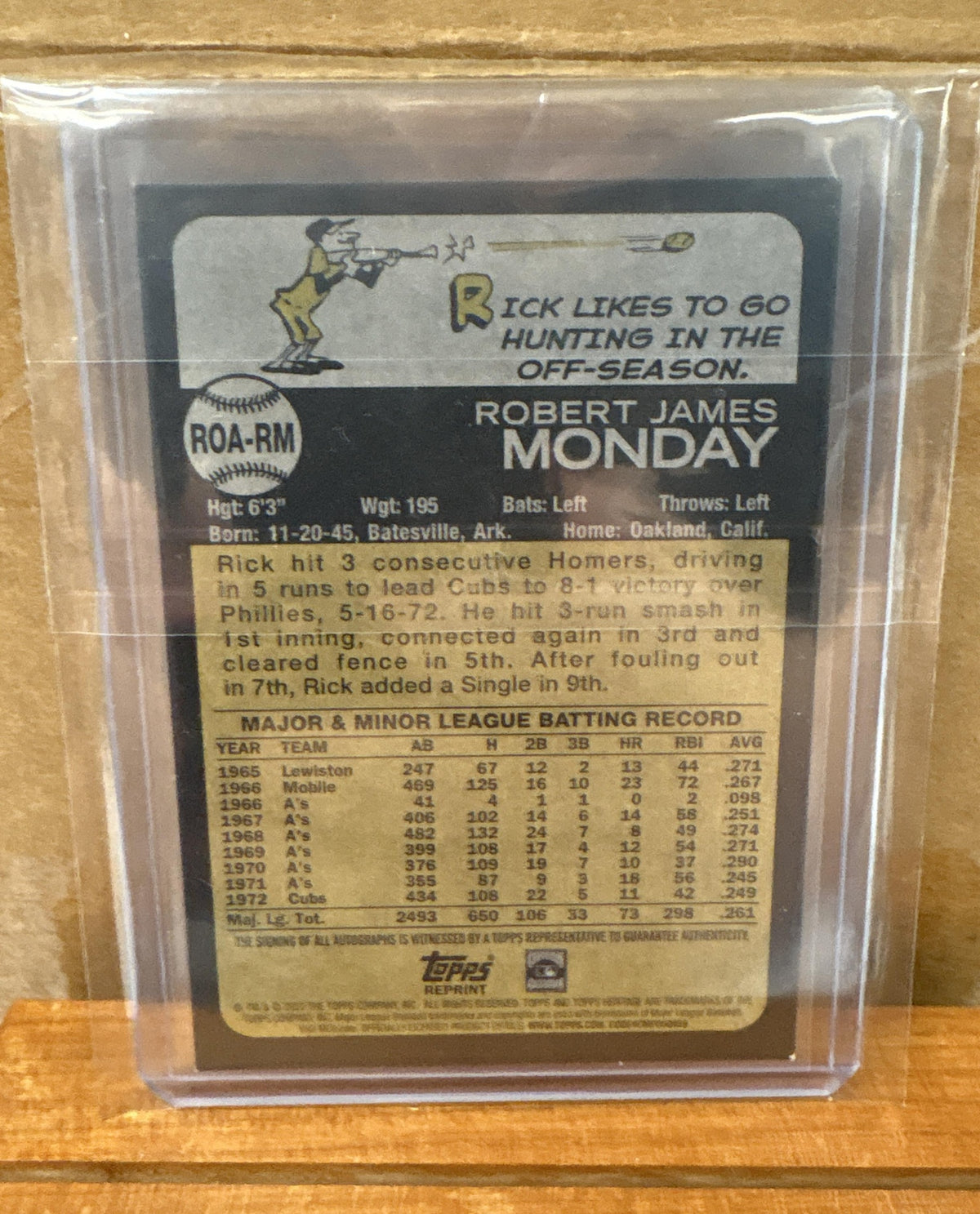 2022 Topps Heritage Rick Monday #ROA-RM Real One Auto Cubs