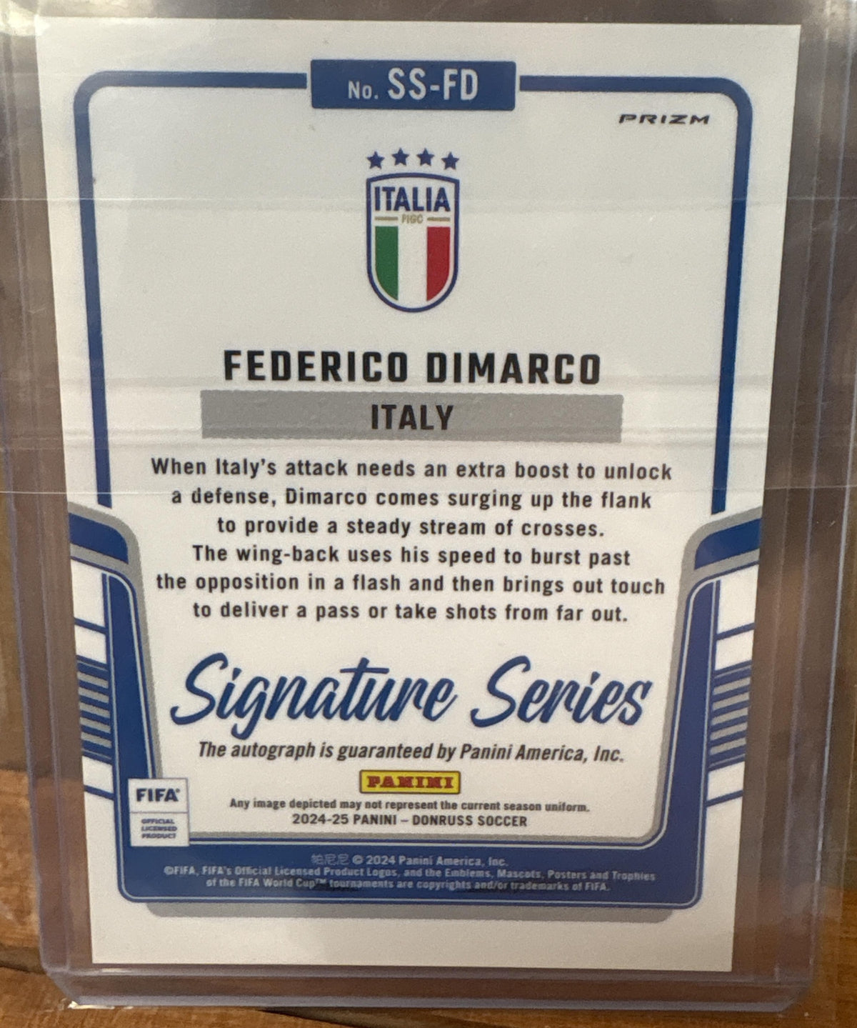 2024 Panini Donruss Federico Dimarco #SS-FD Signature Series Pink Velocity Auto