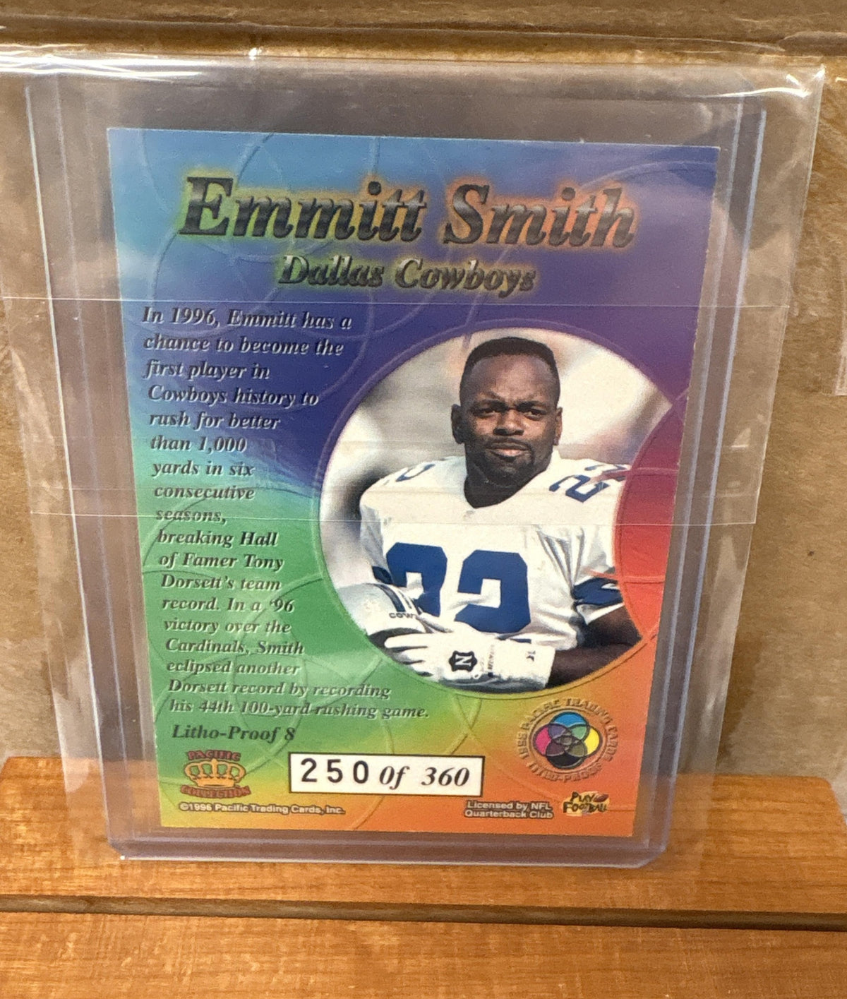1996 Pacific Litho-Cel Emmitt Smith #8 Litho Proof /360 Cowboys