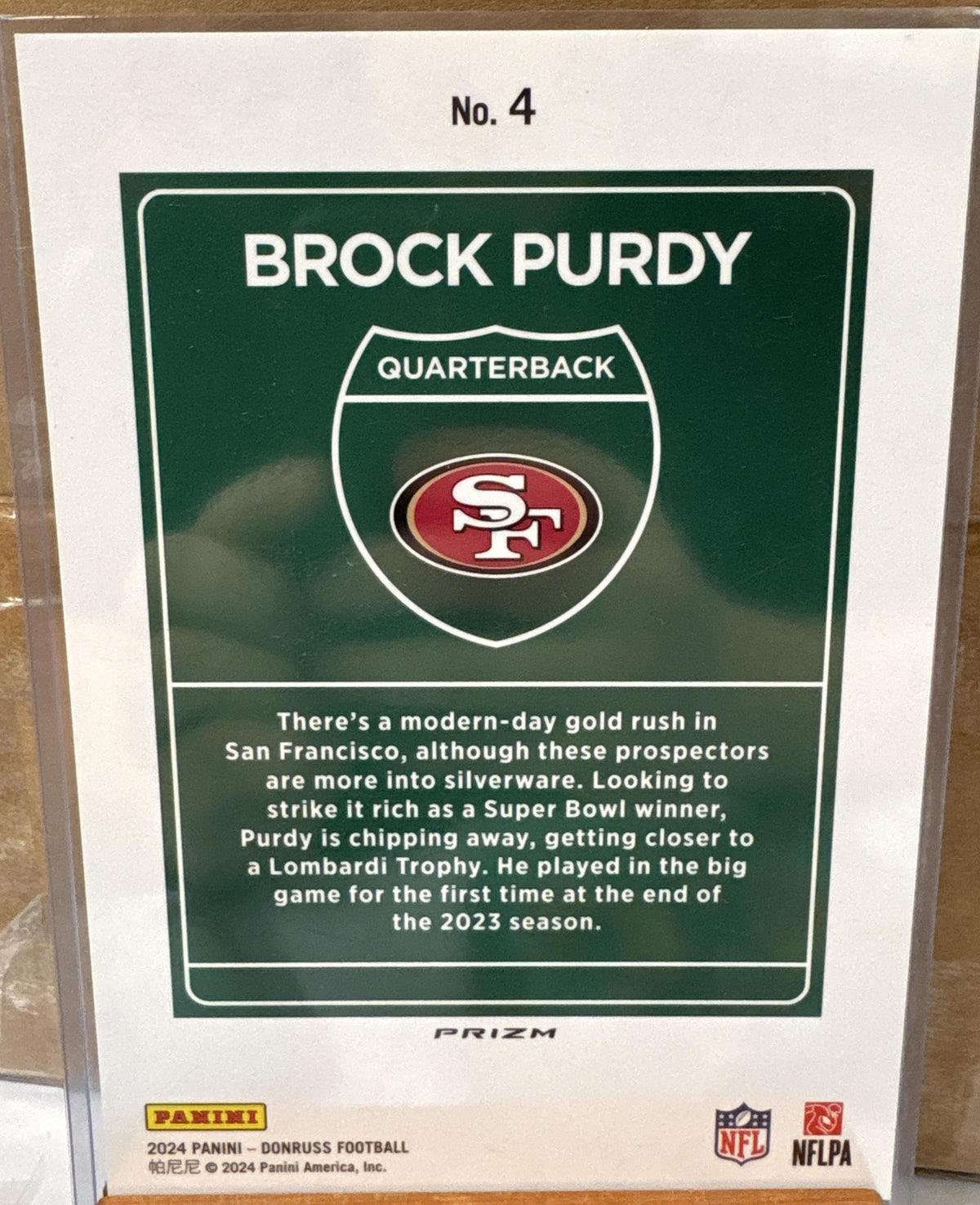 2024 Panini Donruss Brock Purdy #4 Oversized Downtown! SSP 49ers