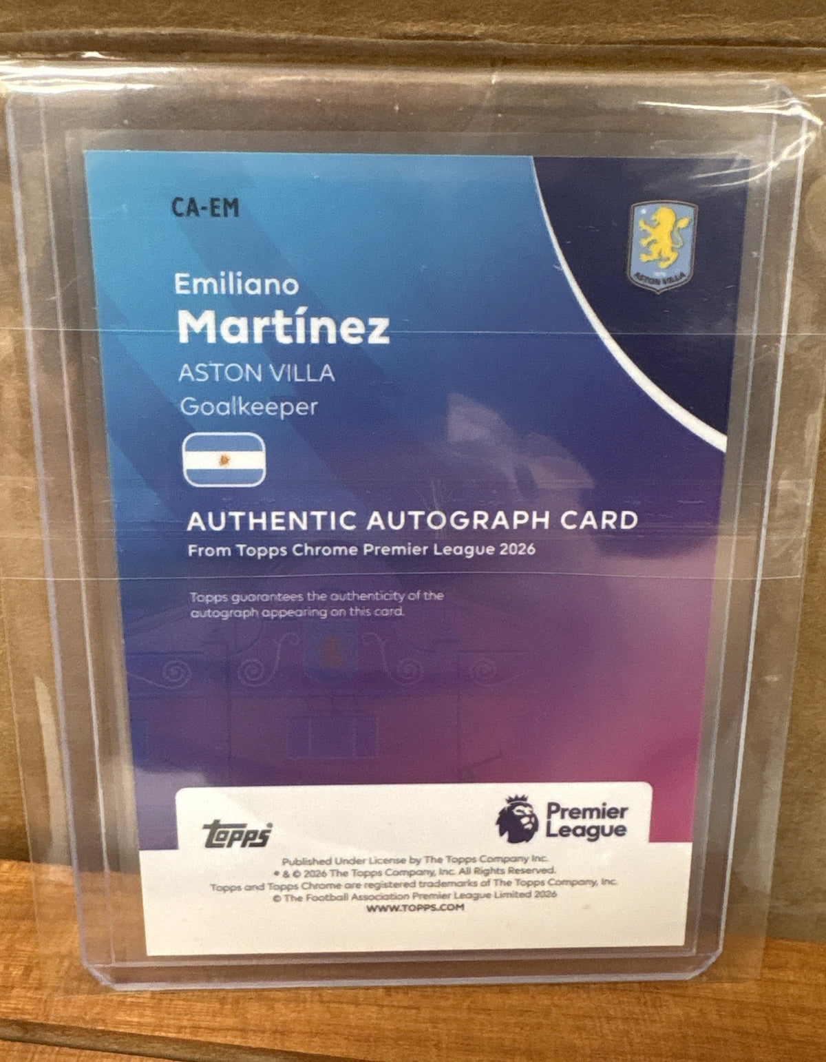 2025 Topps Chrome UEFA Club Competitions Emiliano Martinez #CA-EM Auto Blue /150