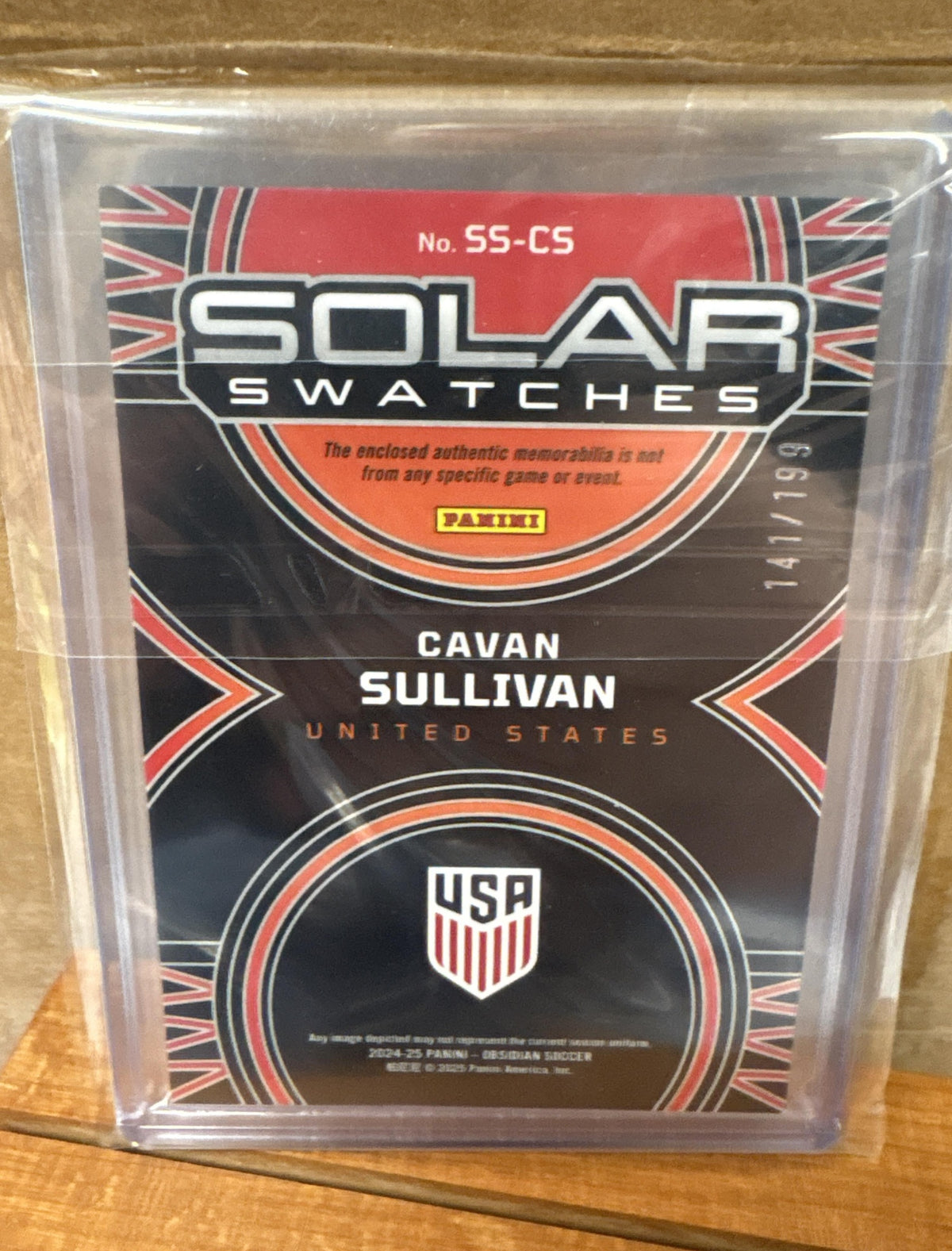 2024-25 Panini Obsidian Cavan Sullivan #SS-CS Solar Swatches 141/199 USMNT