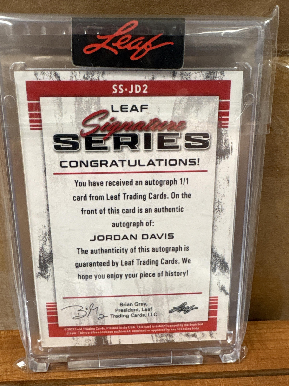 2022 Leaf Signature Series Jordan Davis #SS-JD2 Auto 1/1 RC