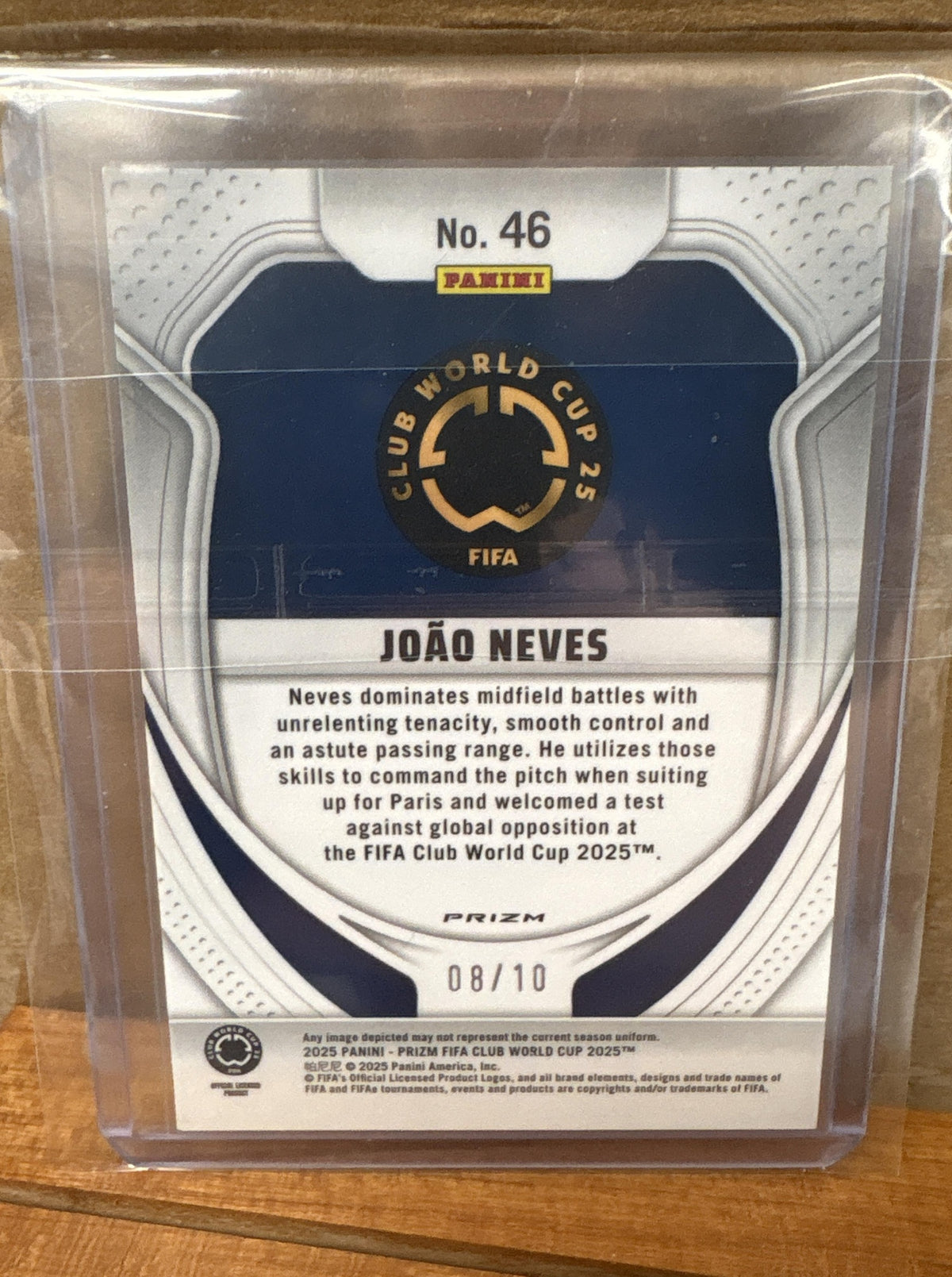 2025 Panini Prizm FIFA Club World Cup Joao Neves #46 Gold Seismic 8/10 PSG