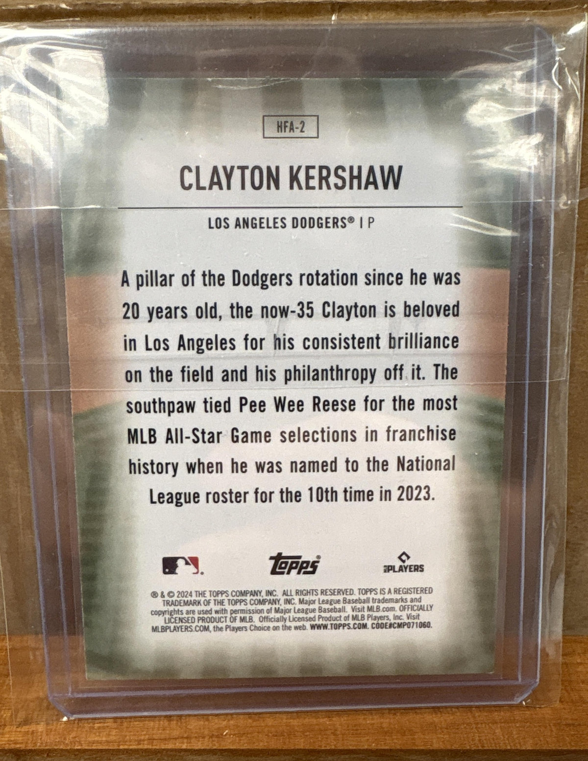 2024 Topps Clayton Kershaw #HFA-2 Homefield Advantage SP Dodgers