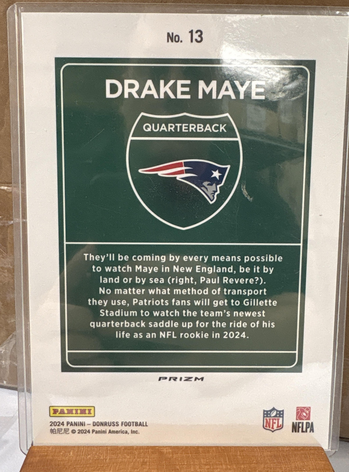 2024 Panini Donruss Drake Maye #13 Oversized Downtown! SSP Patriots