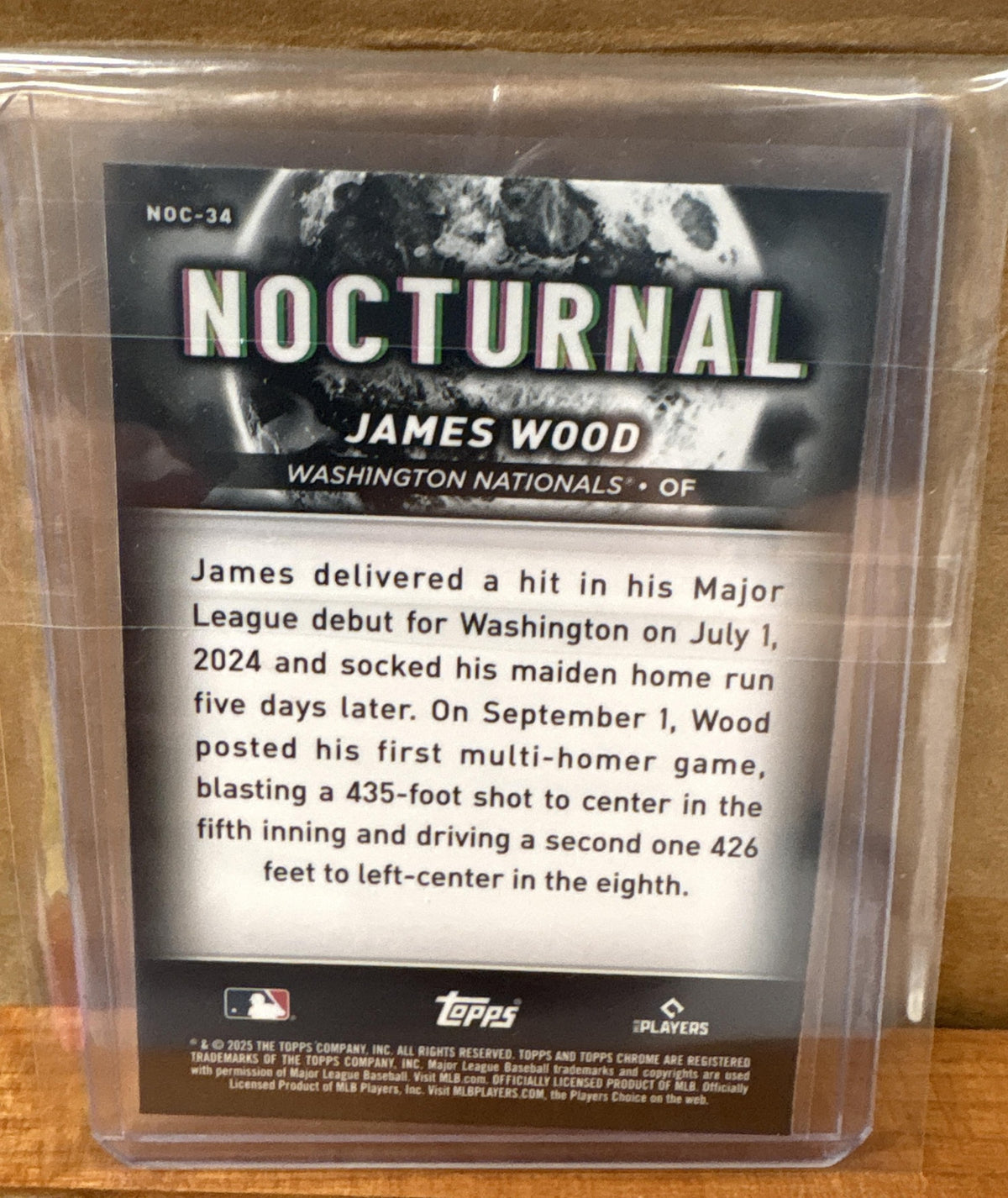 2025 Topps Chrome Black James Wood #NOC-34 Nocturnal RC Nationals