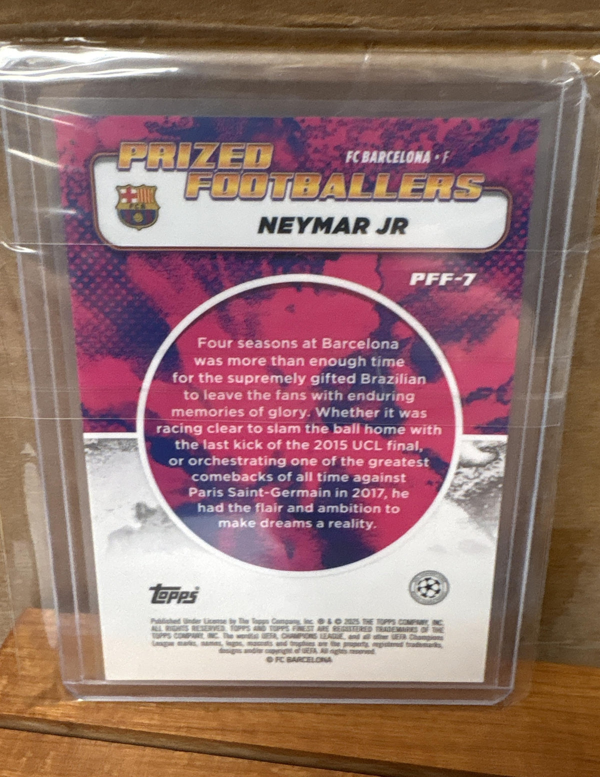 2024 Topps Finest UEFA Club Competitions Neymar Jr #PFF-7 Prized Yellow/Red