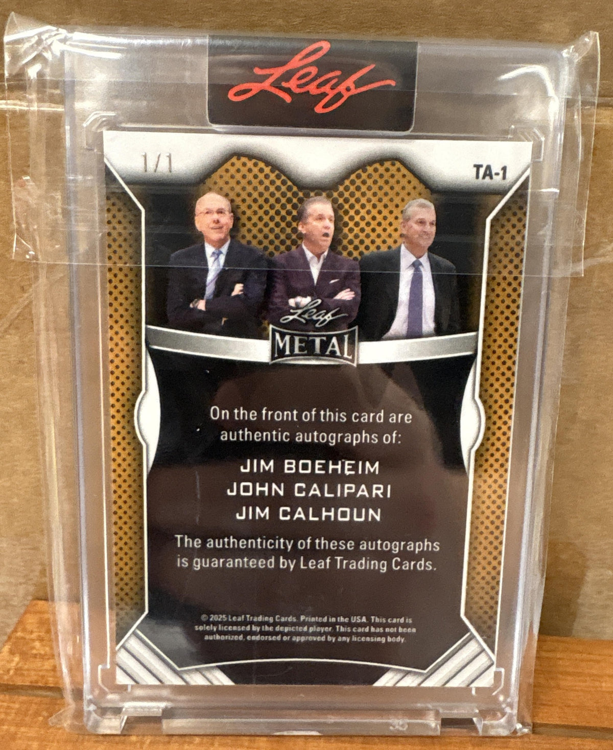 2025 Leaf Metal Authentics Boeheim Calipari Calhoun #TA-1 Triple Auto 1/1