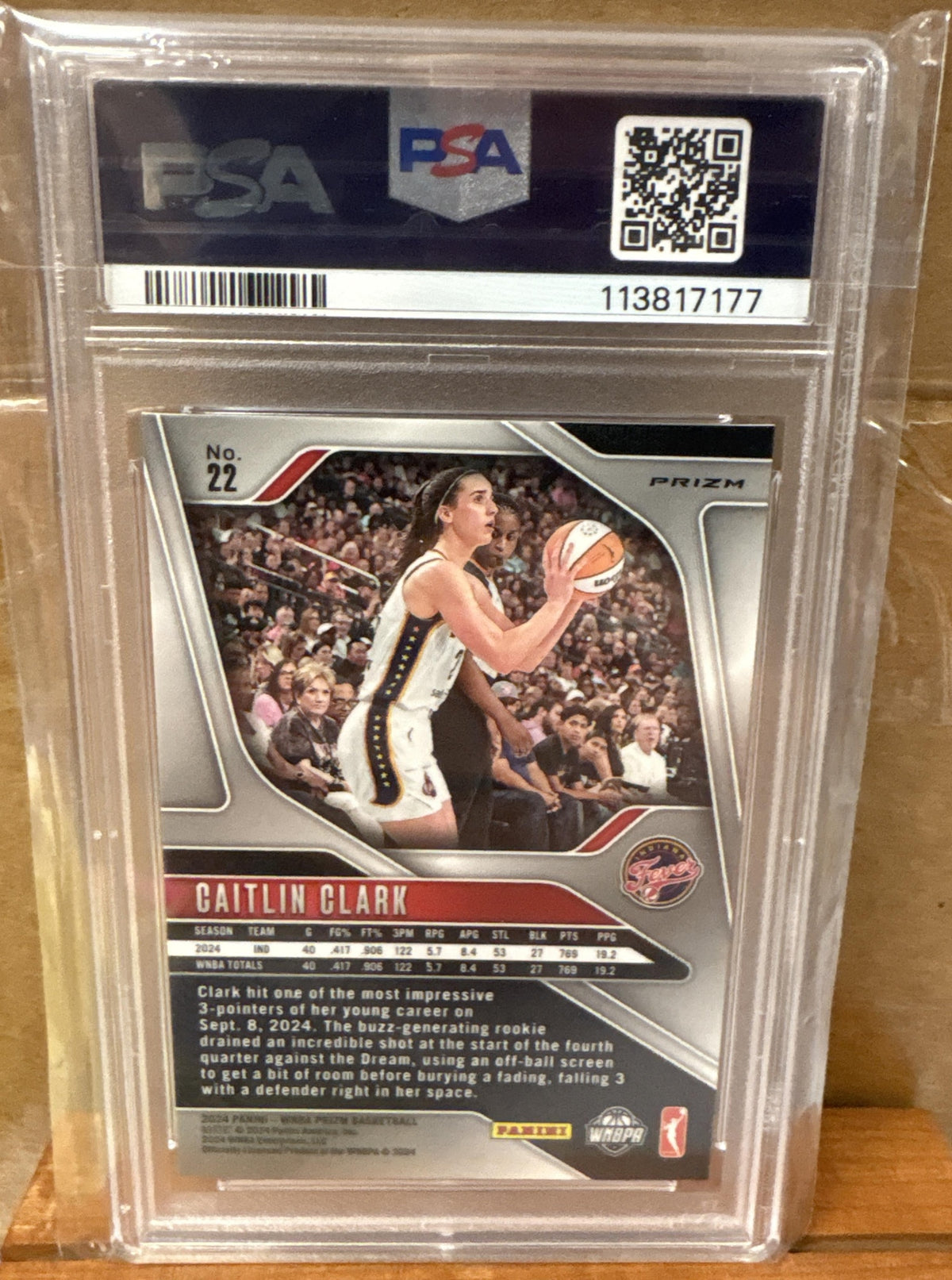 2024 Panini WNBA Prizm Caitlin Clark #22 Blue Velocity RC Fever PSA 9