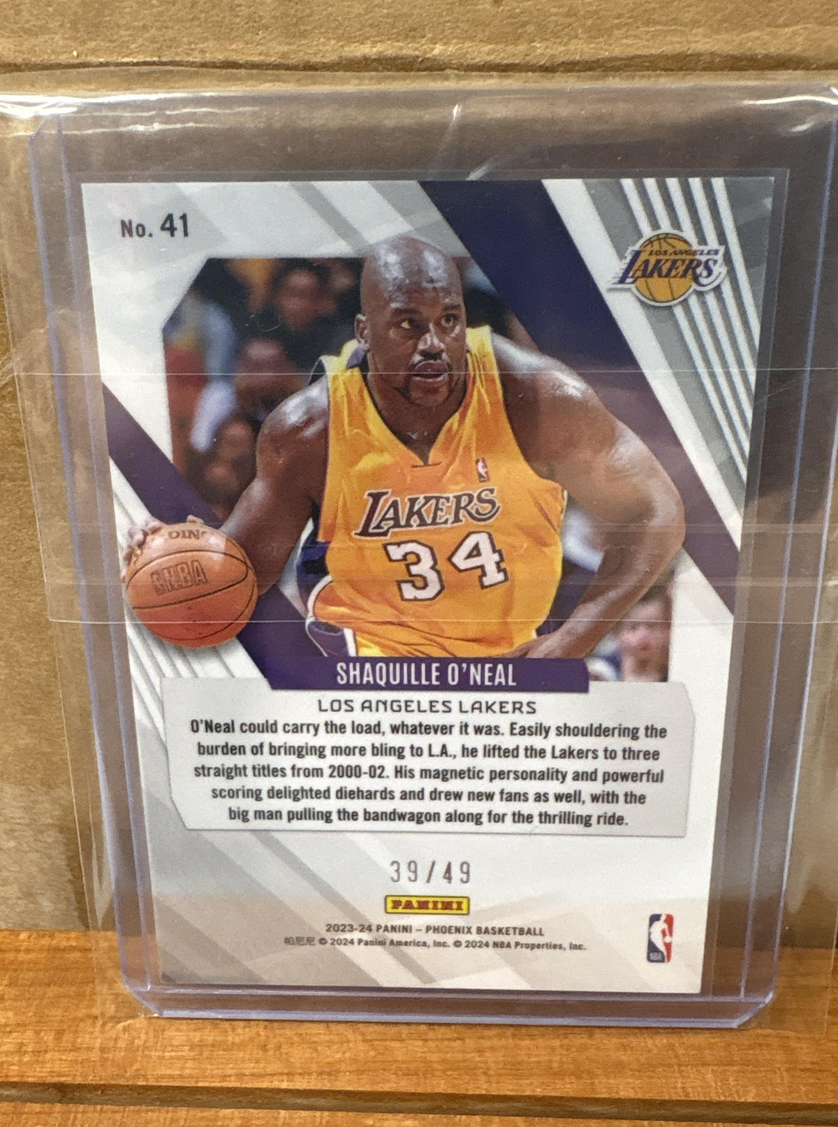 2023-24 Panini Phoenix Shaquille O'Neal #41 Bronze Lazer 39/49 Lakers