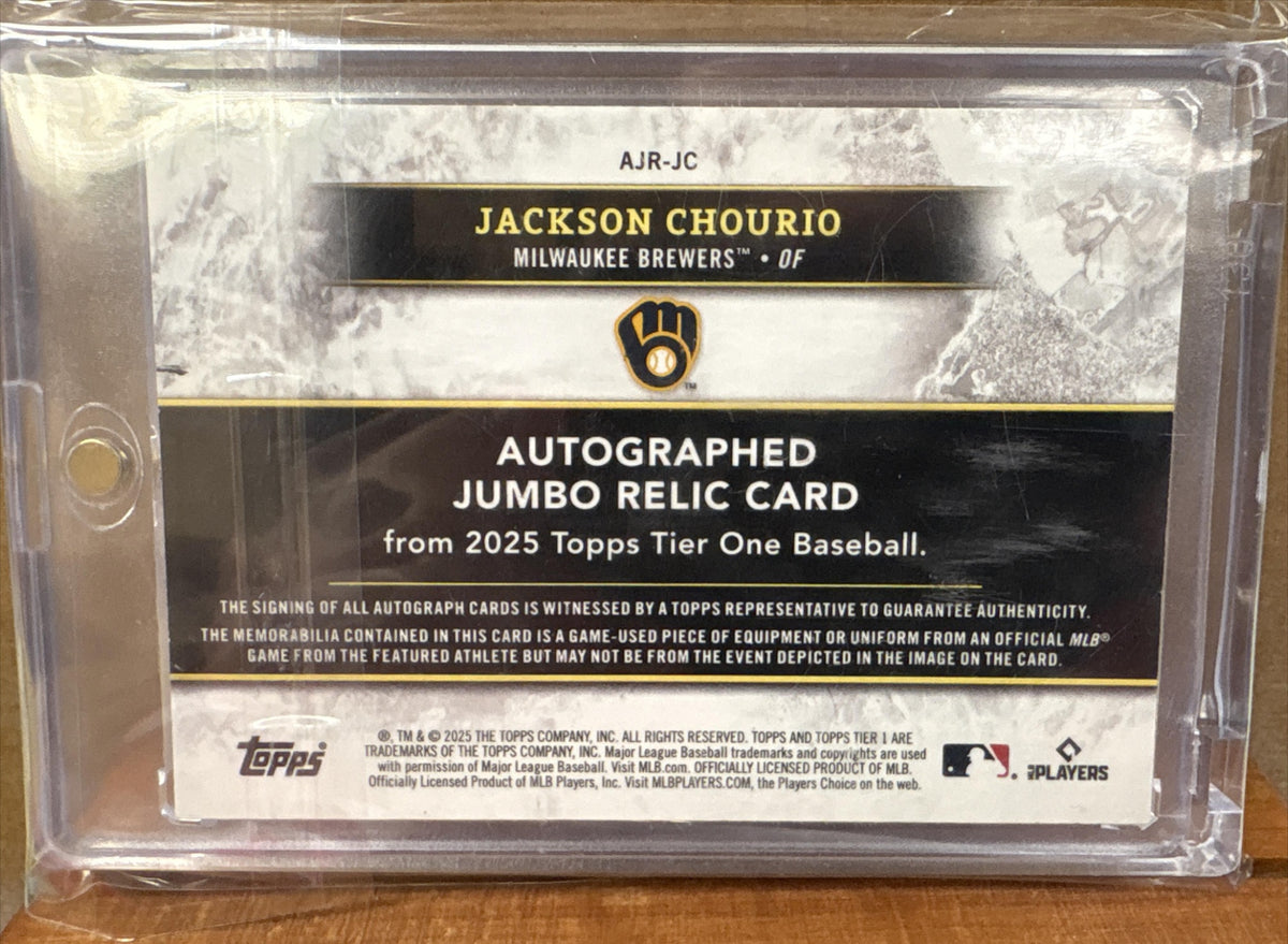 2026 Topps Tier One Jackson Chourio #AT1JR-JCH Auto Jumbo Green Foil /49 MEM