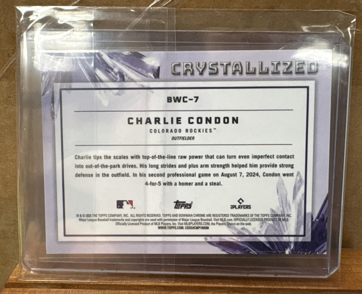 2025 Bowman Charlie Condon #BWC-7 Crystallized Chrome Rockies