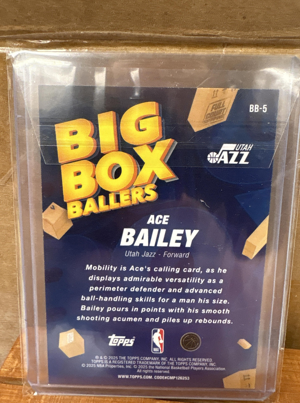 2025-26 Topps Ace Bailey #BB-5 Big Box Ballers RC Jazz