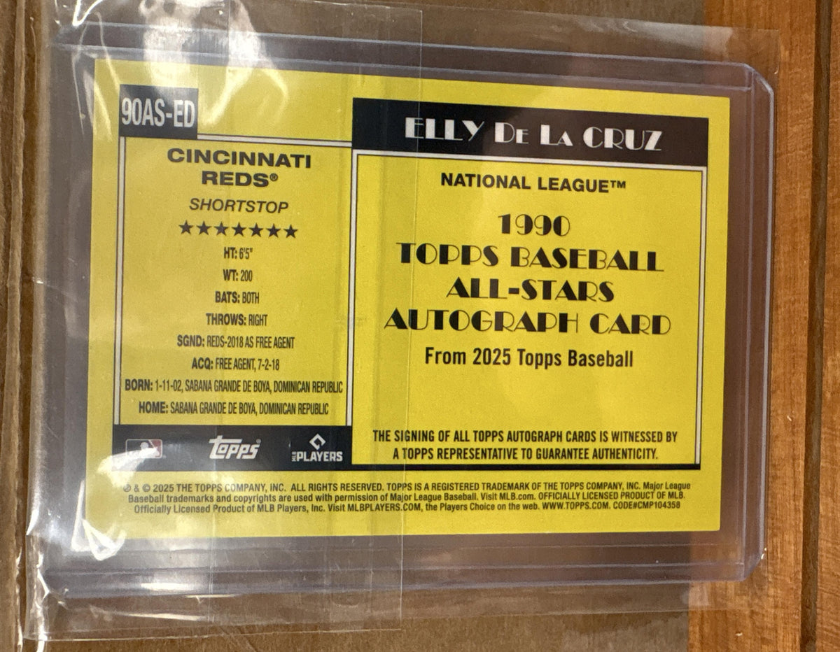 2025 Topps Elly De La Cruz #90AS-ED 1990 Baseball All-Star Auto Series 2 Reds