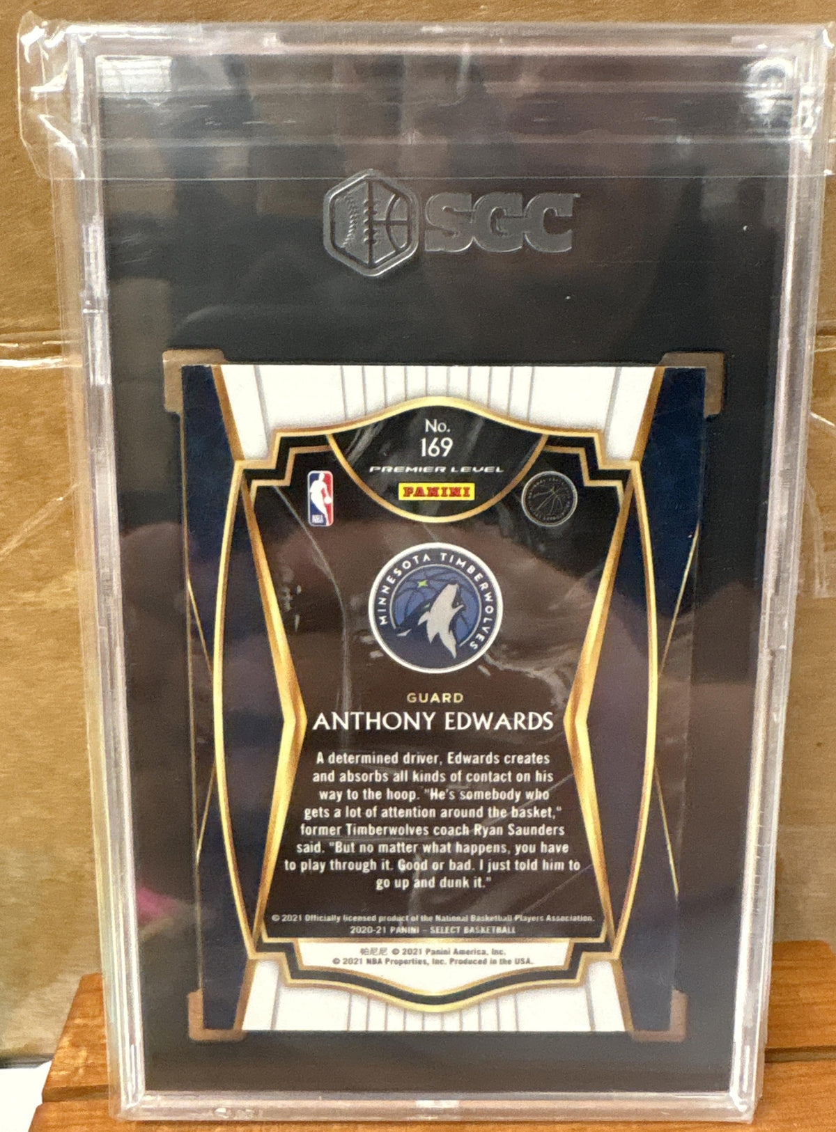 2020 Panini Select Anthony Edwards #169 Gold Prizms /10 RC Premier Level SGC 8.5
