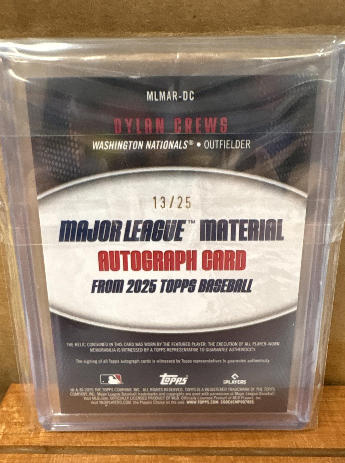 2025 Topps Dylan Crews #MLMAR-DC Major League Material Auto Orange /25 RC