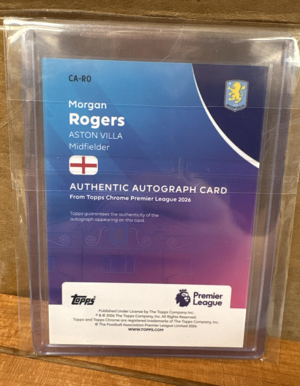 2026 Topps Chrome Premier League Morgan Rogers #CA-RO Auto Gold Refractor /50