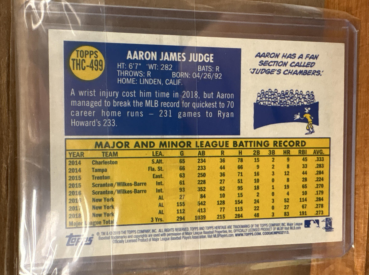 2019 Topps Heritage Aaron Judge #THC-499 Chrome Purple Refractor Yankees