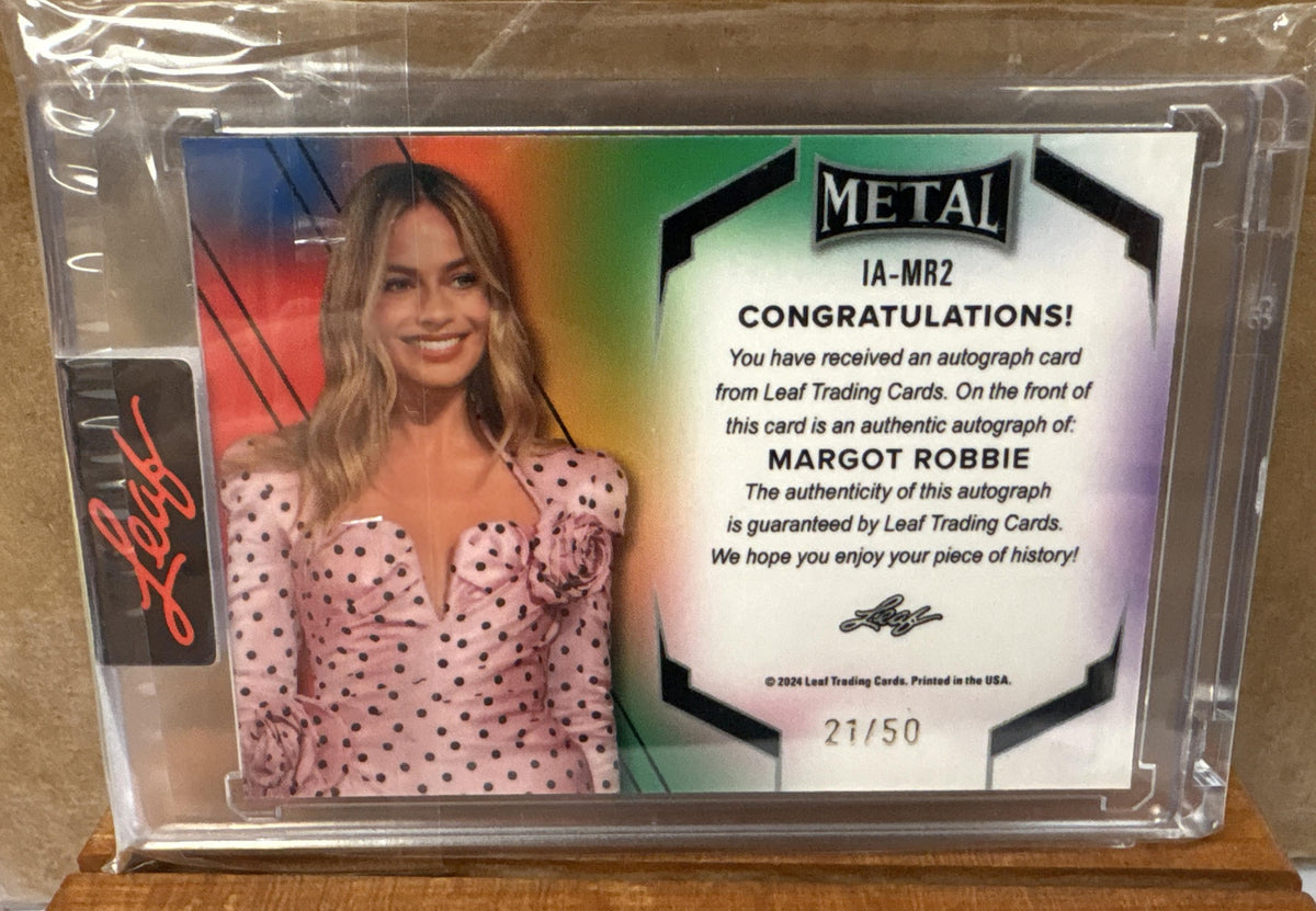 2025 Leaf Metal Authentics Margot Robbie #IA-MR2 Auto 21/50