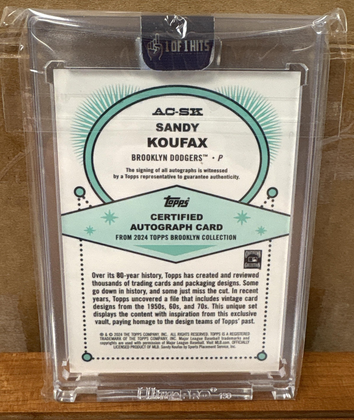 2024 Topps Brooklyn Collection Sandy Koufax #AC-SK Auto Purple /5